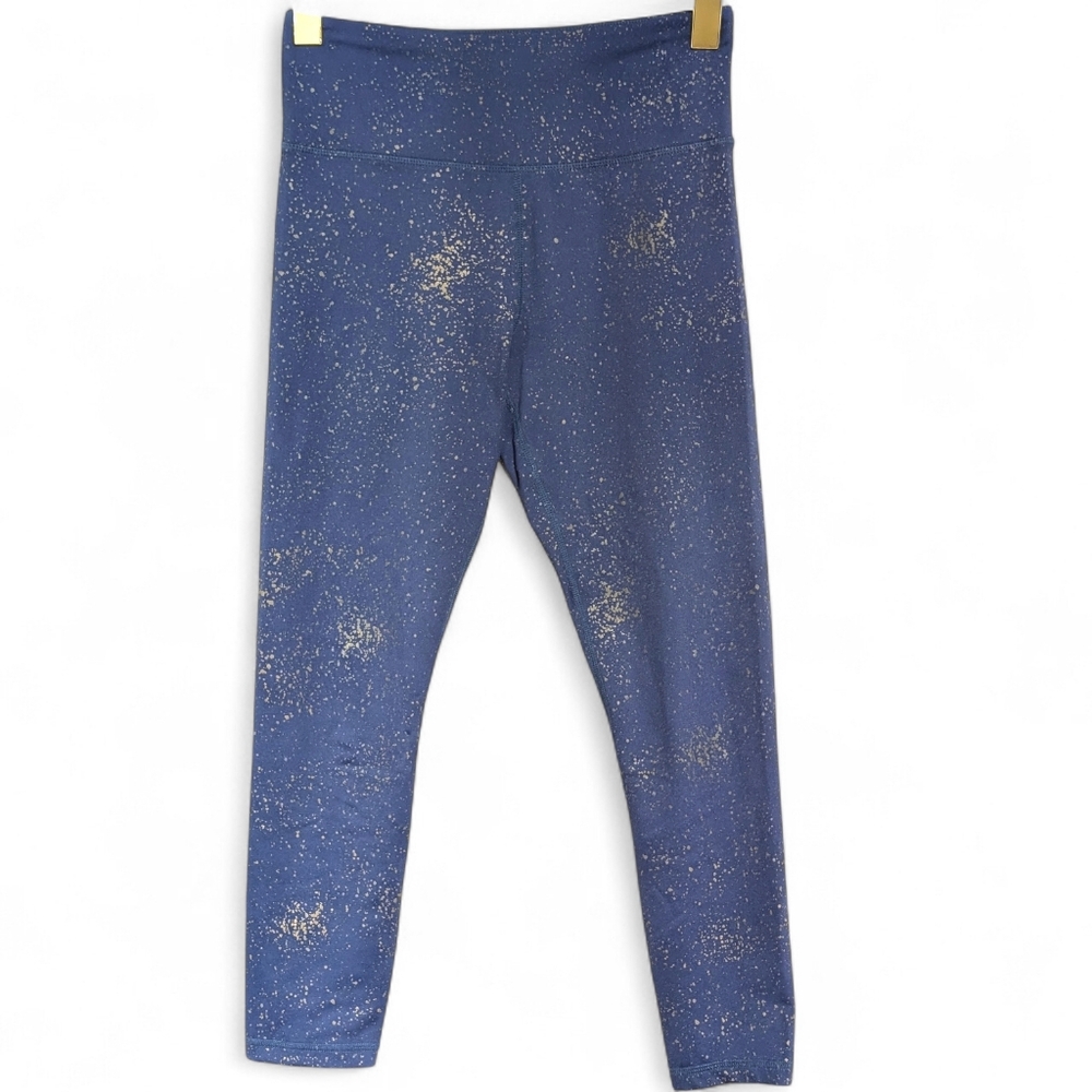 ​✨ Zyia Active Navy "Stay Gold" Light n Tight Leggings Size 6-8 7/8 Length🌌